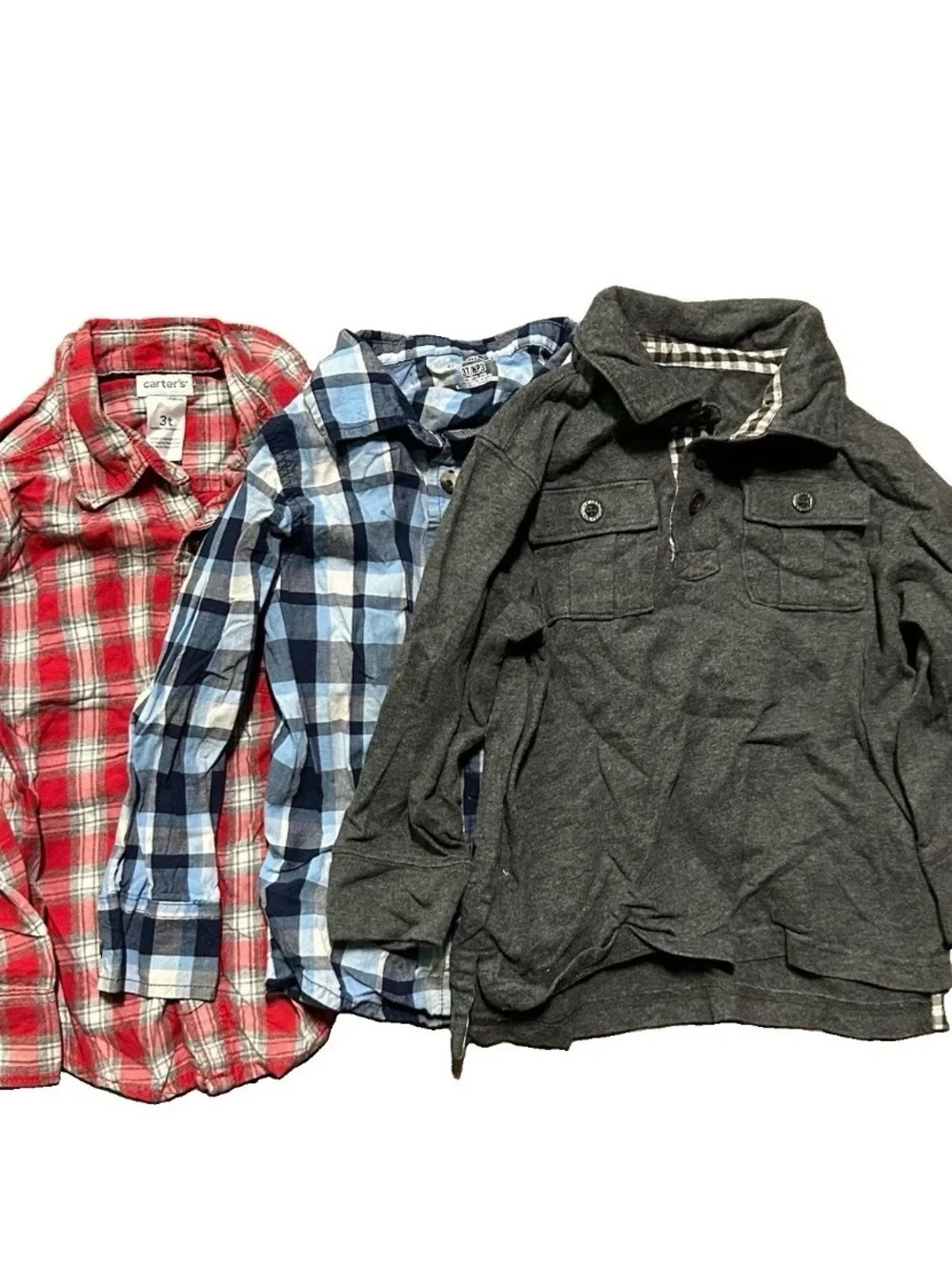 Toddler Boy Tops Button Up Shirts Solid Plaid Size 3T